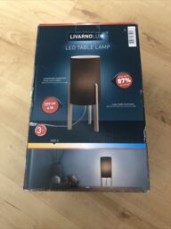 Livarno Lux Led Table Lamp Woven Fabric Shade, Pine Legs 320lm 4w,