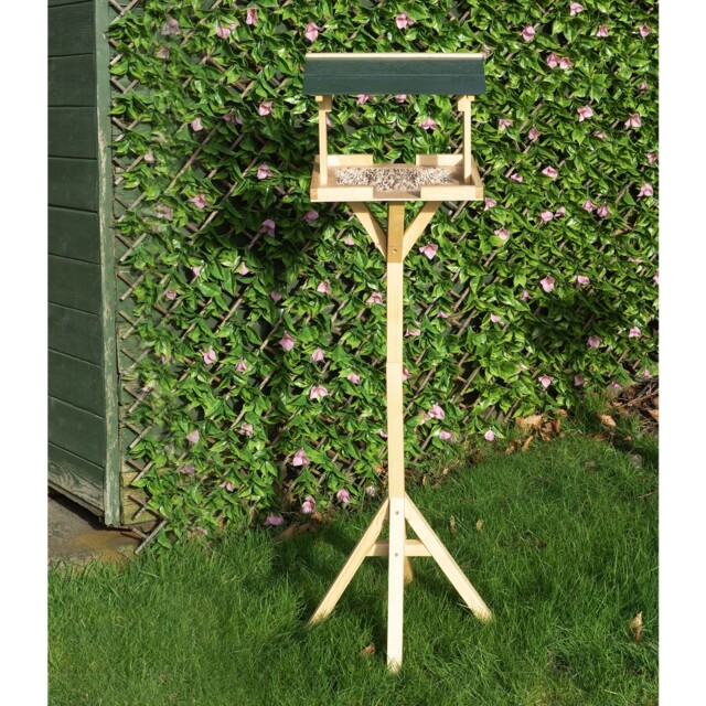 Bird Table With Built In Feeder Premium Wooden Free Standing Feeding