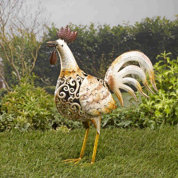 Solar Metal Cockerel Garden Light Led Lighting Animal Ornament 1050540