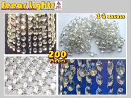 200 14mm Chandelier Light Cut Glass Beads Crystals Vintage Wedding