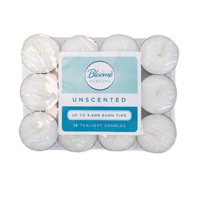 12x White Tealights Unscented Unfragranced Candles 3.5 Hour Night T