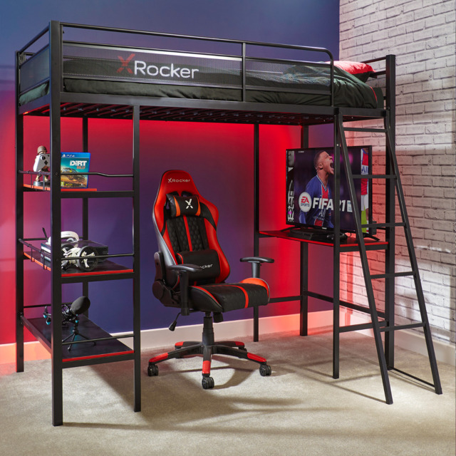 X Rocker Fortress High Sleeper Gaming Bed Single Bunk Bed With Storage