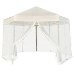 Hexagonal Pop-up Marquee With 6 Sidewalls Cream White 3.6x3.1 M Vidaxl