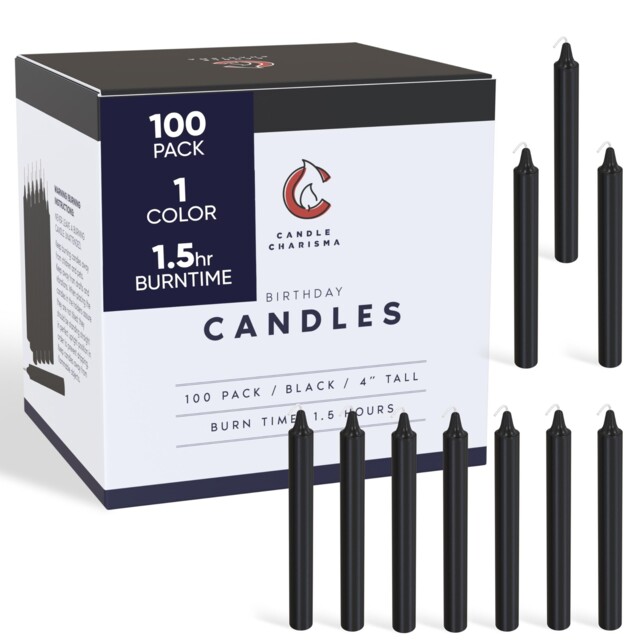 "Candle Charisma 100 Black Spell Candles - 4"" Unscented Pack Of 100,"