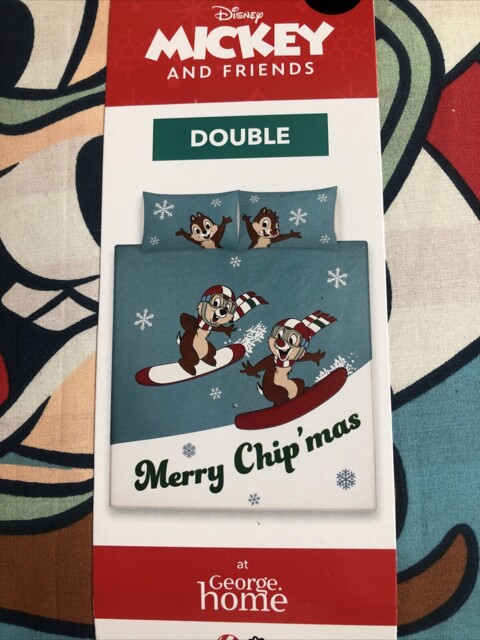 Mickey And Friends Chip & Dale Christmas Double Reversible Duvet Cover