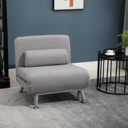 Single Sofa Bed Folding Chair Bed W/ Metal Frame Padding Pillow Silver