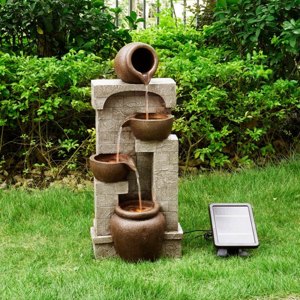 Garden Water Feature Outdoor Solar Powered Led Fountain Cascading