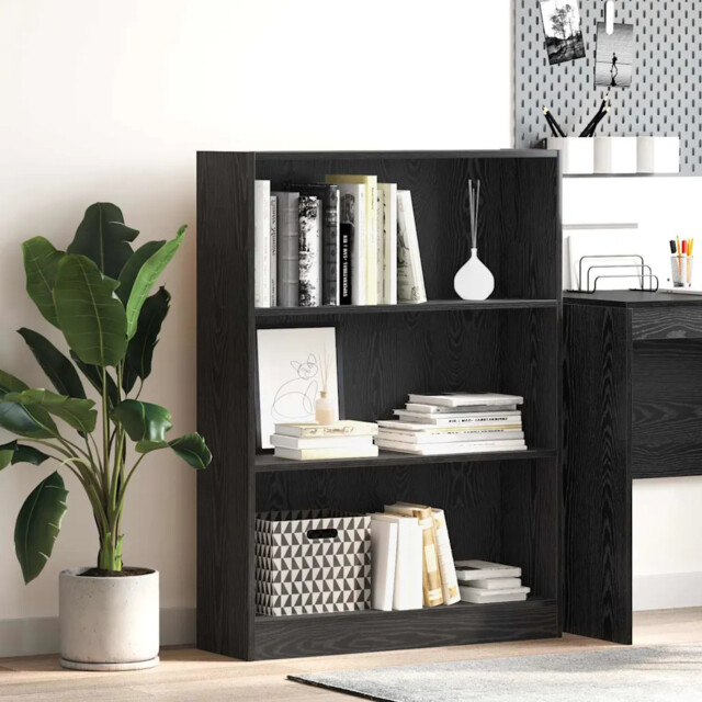 Bookcase Black Oak 80 X 24 X 109 Cm Engineered Wood Vidaxl