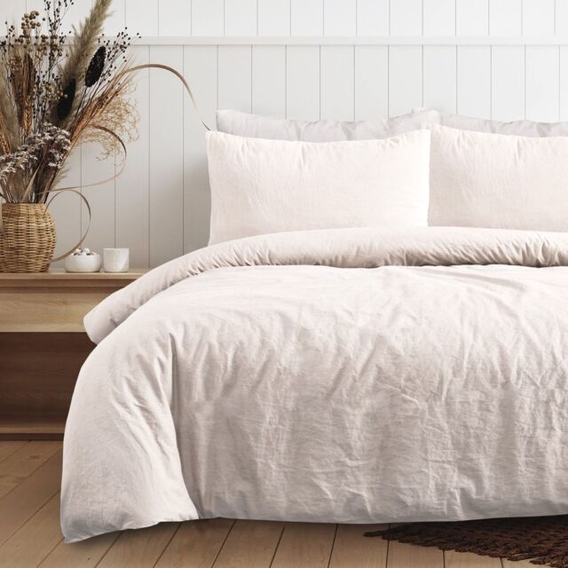 100% Pure Cotton Plain Dye Natural Duvet Cover Quilt Pillow Cases