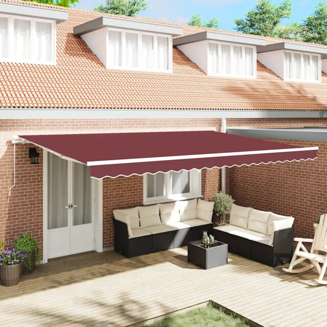 Manual Retractable Awning Burgundy 500x300 Cm Vidaxl