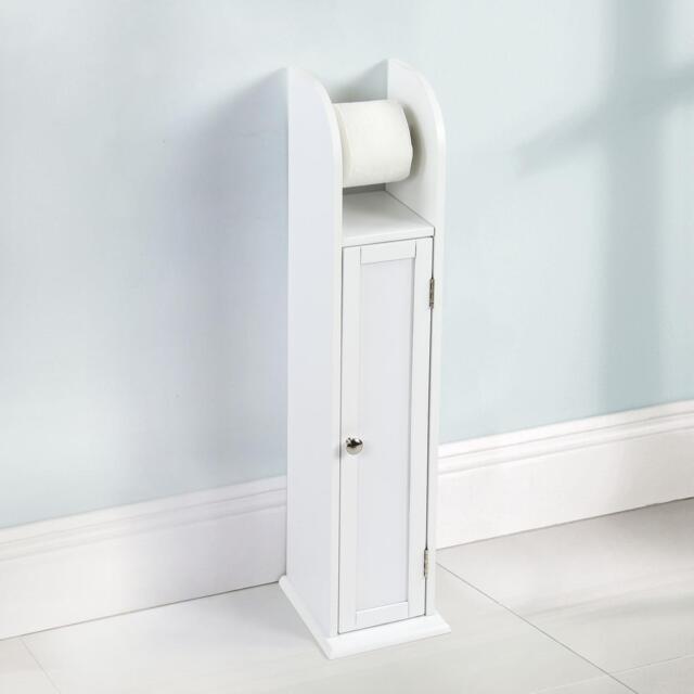 Wooden Bathroom Toilet Paper Roll Holder Floor Standing Storage