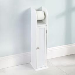 Wooden Bathroom Toilet Paper Roll Holder Floor Standing Storage