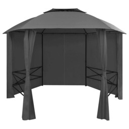 Hexagonal Garden Marquee With Curtains 360x265cm Gazebo Party Pavilion