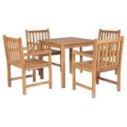 5 Piece Outdoor Dining Set Solid Teak Wood Vidaxl