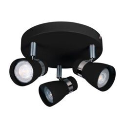 Led Black Circular Triple Wall & Ceiling Adjustable Spotlight