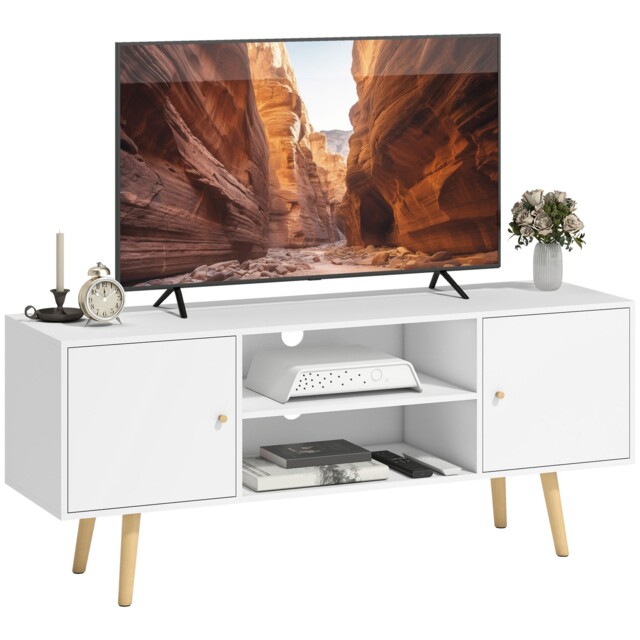 Homcom Tv Unit Cabinet For Tvs Up To 55 Inches W/ Shelves And