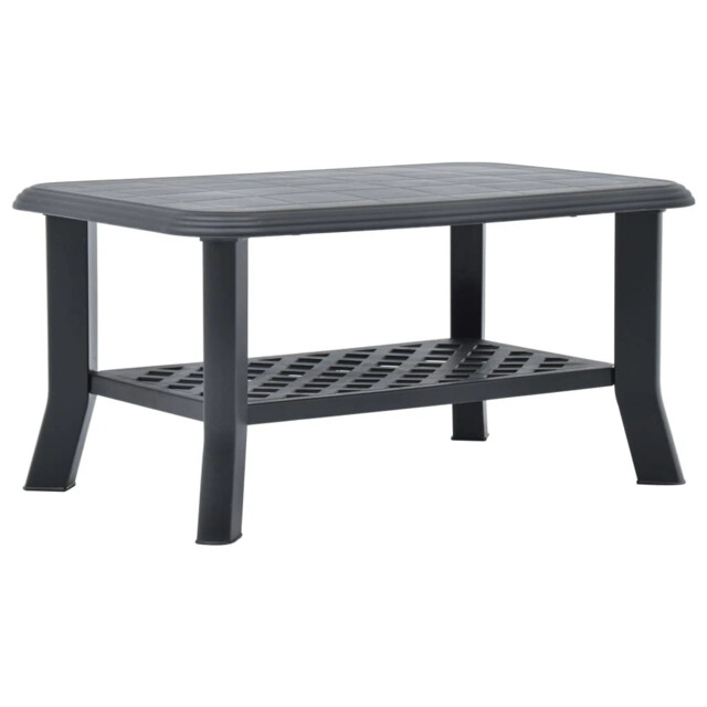 Outdoor Patio Plastic Garden Coffee Table With Storage Shelf Outside
