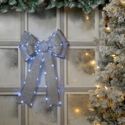 Festive P036709 40cm X 60cm Lit Silver Bow