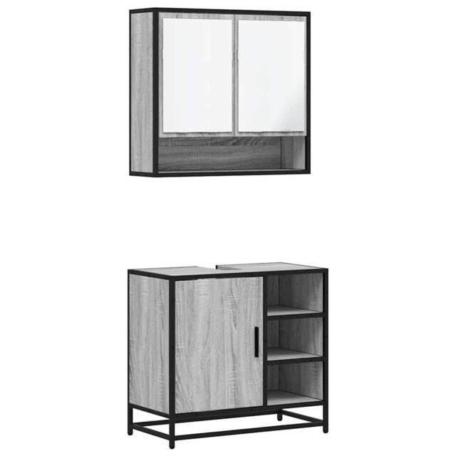 Bathroom Furniture Set Sink Cabinet Cupboard 2 Piece Engineered Wood