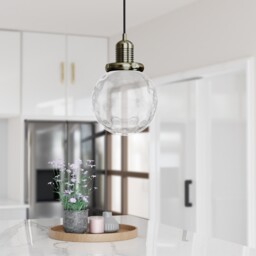 Clear Glass Pendant Ceiling Light With Dimpled Effect - Salerno Nym002