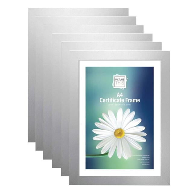 6 X A4 Certificate Silver Photo Picture Frames Wooden Wall Hang