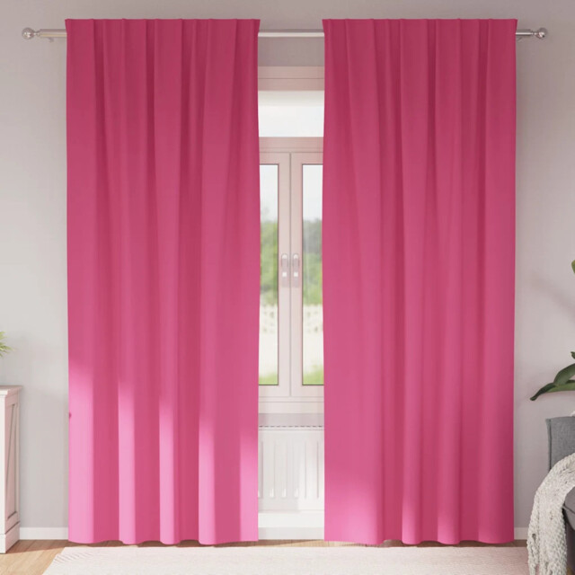 Curtains With Curtains 2 Pcs Bright Pink Polyester Vidaxl
