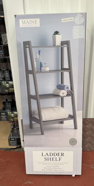 Gorgeous Maine Ladder Shelf Bathroom Storage Unit In Grey Finish