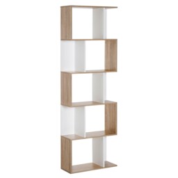 5-tier Display Shelving Storage Bookcase S Shape Design Unit Natural