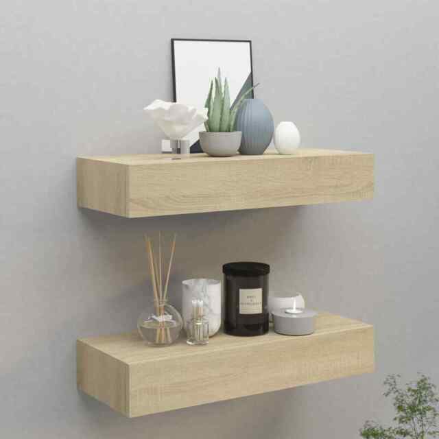Wall-mounted Drawer Shelves 2 Pcs Oak 60x23.5x10cm Mdf Vidaxl