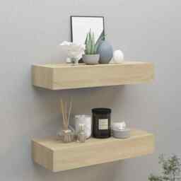 Wall-mounted Drawer Shelves 2 Pcs Oak 60x23.5x10cm Mdf Vidaxl