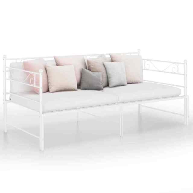 Pull-out Sofa Bed Frame White Metal 90x200 Cm Vidaxl