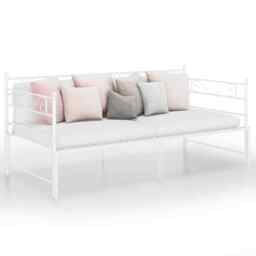 Pull-out Sofa Bed Frame White Metal 90x200 Cm Vidaxl