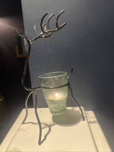 Tealight Holder Metal Reindeer Black X 1 Christmas Party Wedding Decor