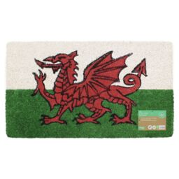Jvl Entrance Coir Doormat With Latex Backing 40x70cm, Welsh Dragon