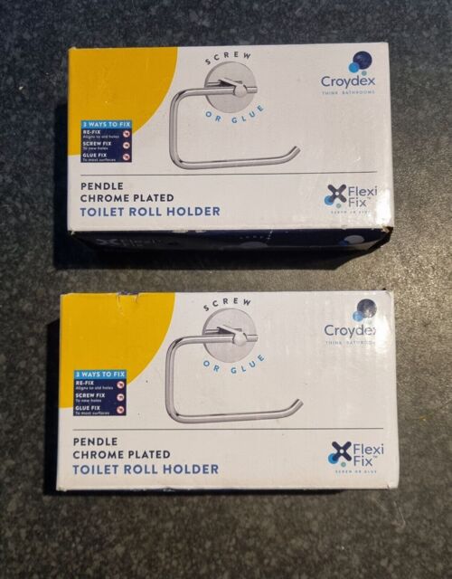 Croydex Qm411141 Flexi-fix Pendle Toilet Roll Holder, Chrome, 10.6 X