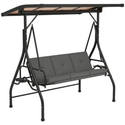 Outsunny 3 Seater Garden Swing Seat Bed, Convertible Swing Chair, Dark