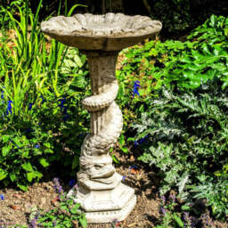 Tall Stone Cast Garden Bird Bath Serpent Snake Mythical Uk Dgs Statues