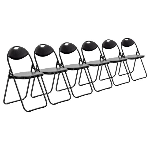 Padded Folding Chairs - Black/black - Pack Of 6