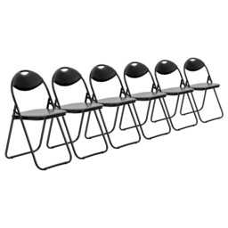 Padded Folding Chairs - Black/black - Pack Of 6