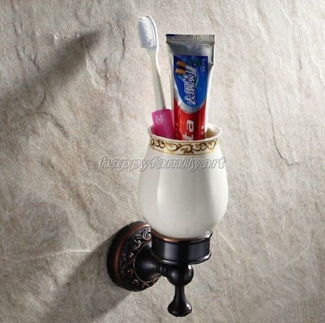 Black Oil Rubbed Bronze Wall Mounted Bathroom Single Toothbrush Holder