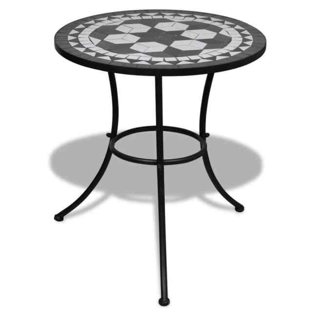 Bistro Table Black And White 60 Cm Mosaic Vidaxl