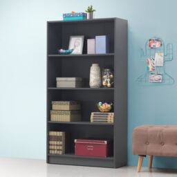 Essentials Bookcase Tall Wide In Dark Grey By Tad