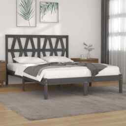 Bed Frame Grey Solid Wood Pine 200x200 Cm Vidaxl