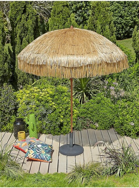 Tiki Outdoor Garden Beach Patio Tilt Raffia Umbrella Parasol