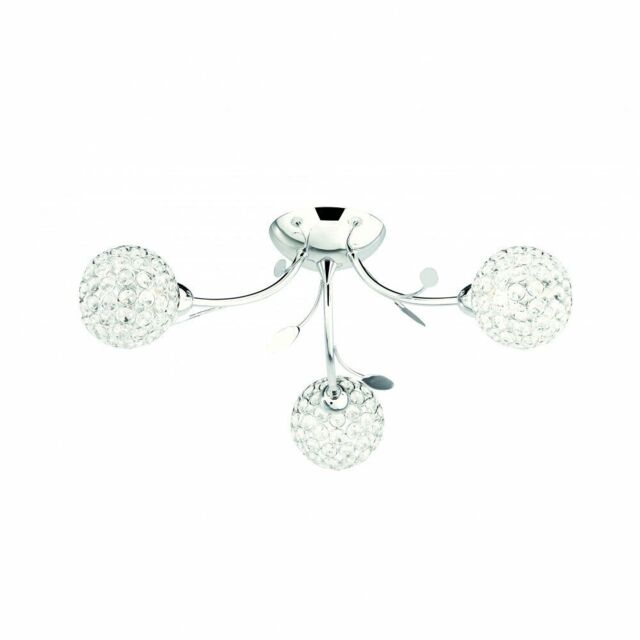 Bellis Ii Chrome 3 Way Ceiling Light Clear Glass / Crystal Shades