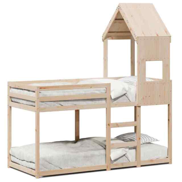 Bunk Bed With Roof 90x190 Cm Solid Wood Pine Vidaxl