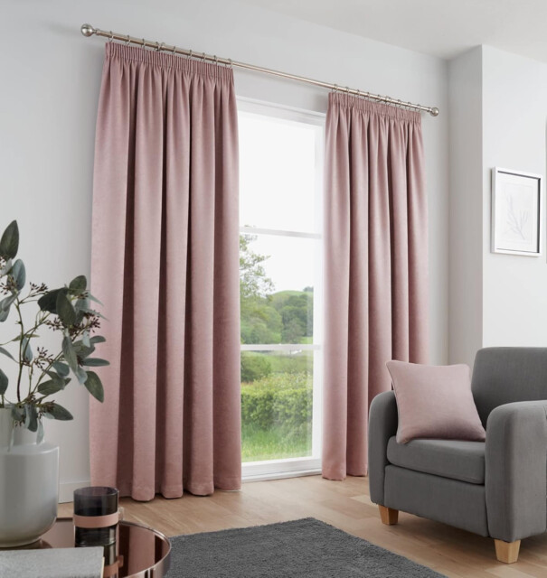 "Fusion - Galaxy - Pair Of Dim-out Pencil Pleat Curtains - 46"" Width X"