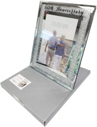 60th Wedding Anniversary Photo Frame Diamond Mirror Glass Crystal