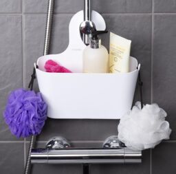 Croydex Hook Over White Plastic Shower Caddy, Bathroom Basket Storage