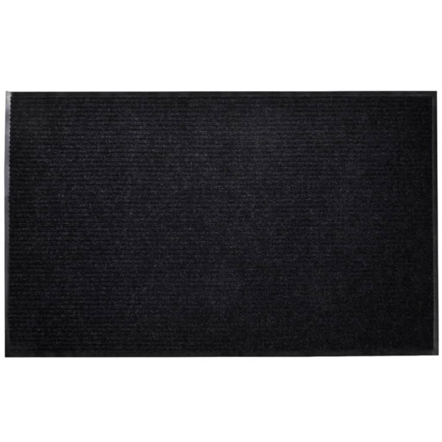 Door Mat Black 120x90 Cm Pvc Backed Polyester Non-slip Heavy-duty